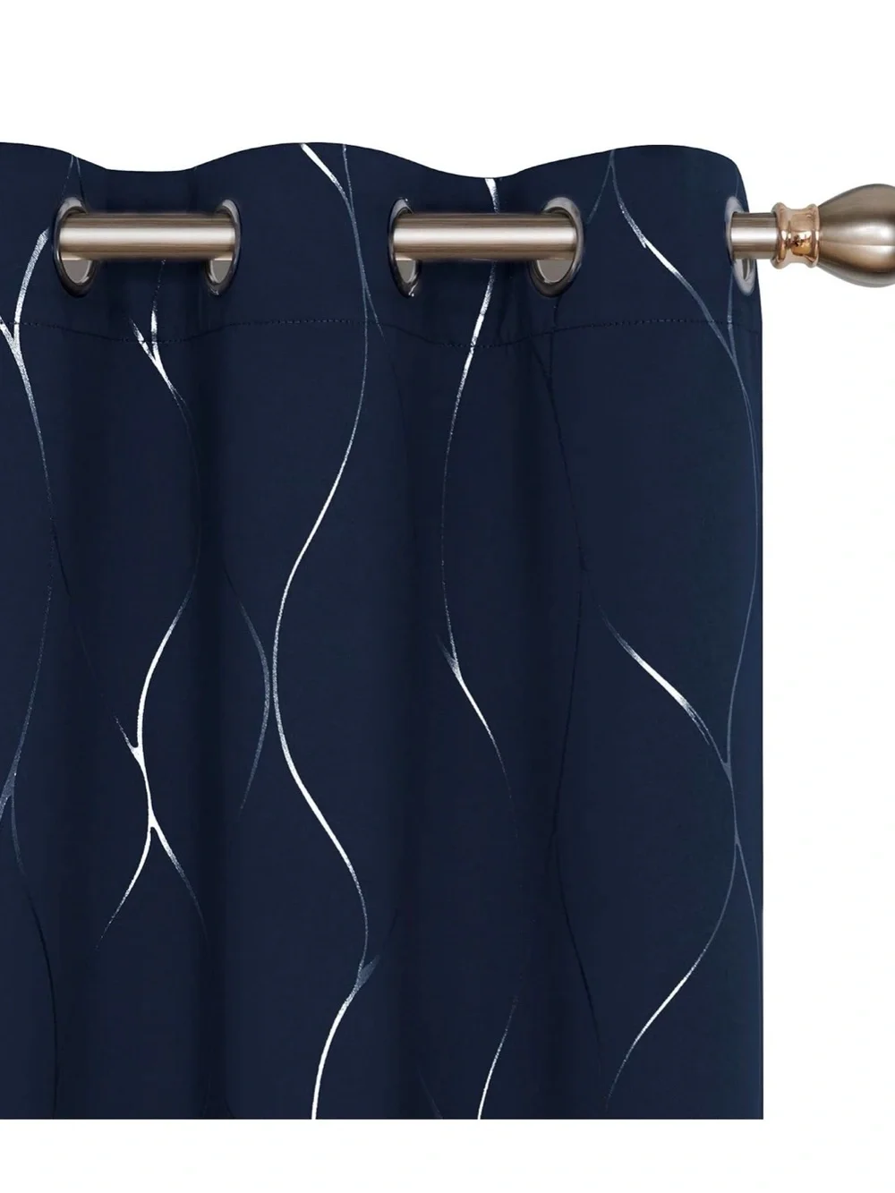 Navy Wave Pattern Grommet Curtains (4 panels) -